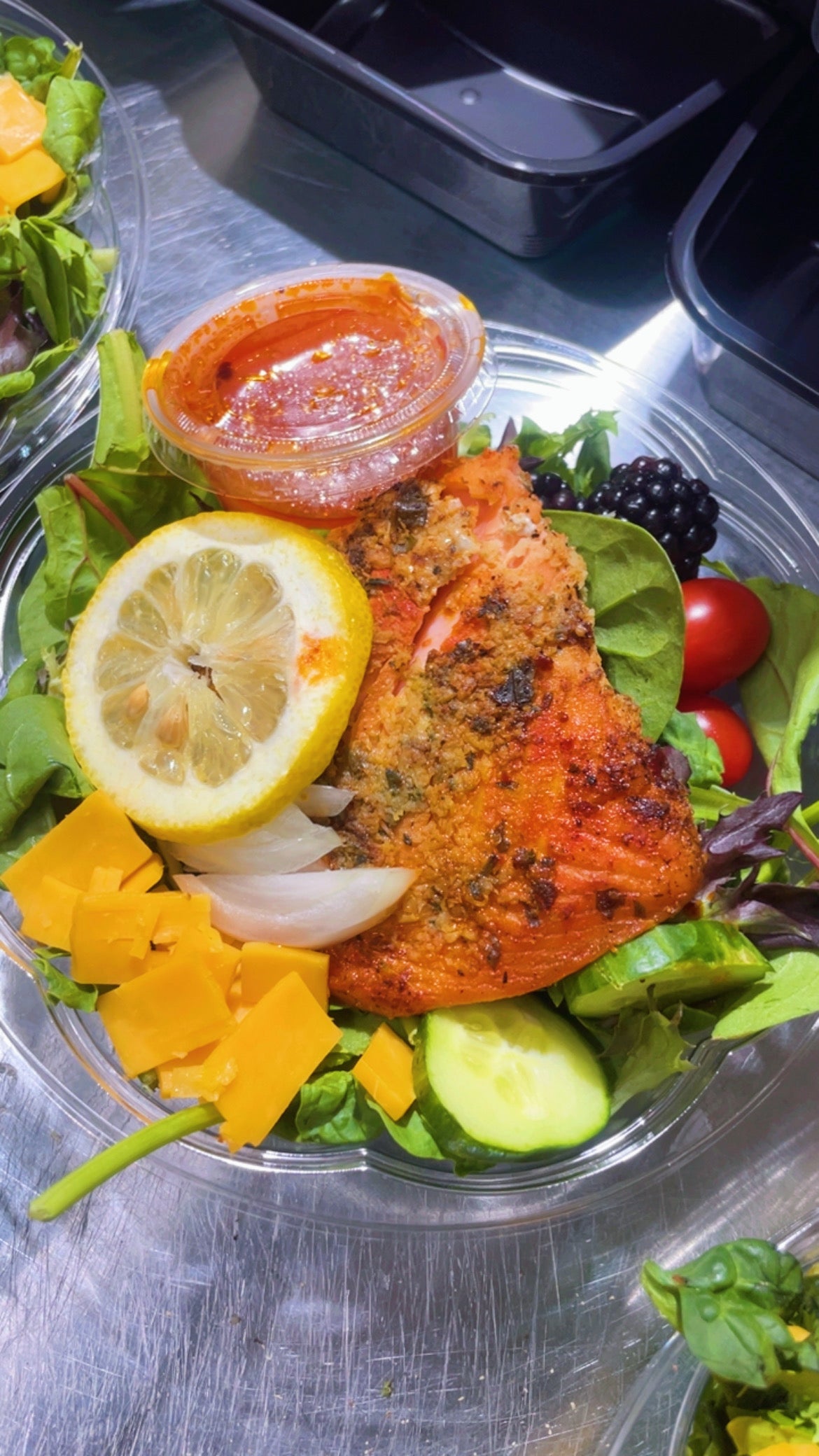 Fresh salmon salad from Renew at Raspitality